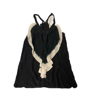 Anthropologie Trinity Womens 100% Silk Tunic Top Medium Black White Ombre